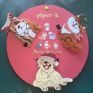 3 Piper K Dog Hair Clips Christmas Holiday Cute Claw Hair Clips Puppy